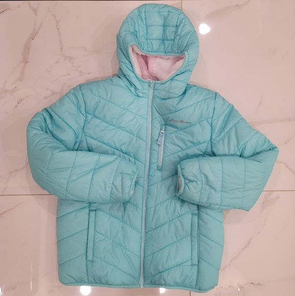 Eddie Bauer Deer Harbor Reversible Hooded Puffer Jacket - Picture 12 of 13